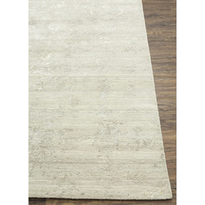 Alfombra de Lana y Seda de Bambú Anudada a Mano con Diseño Floral del Lejano Oriente, Gris y Negro-Srb(774) para Uso Doméstico - Product Image 4