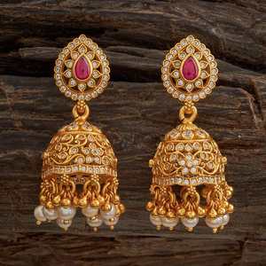 Pendientes Colgantes Plateados con Rubí en Forma de Campana 163708 para Bodas y Eventos - Product Image 1