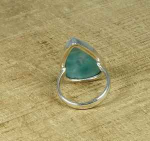 Bague en larimar en forme de larme, argent sterling 925, bijoux bohèmes en pierres précieuses des Caraïbes, fabrication artisanale, cadeau de mode pour femmes - Product Image 2