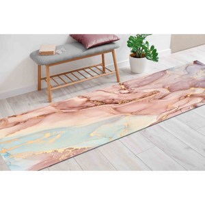 พรมพิมพ์ลายหินอ่อนสีทองประกายแอลกอฮอล์อินค์ พรมตกแต่งสไตล์โมเดิร์น พรมเชนิลล์ - Product Image 5