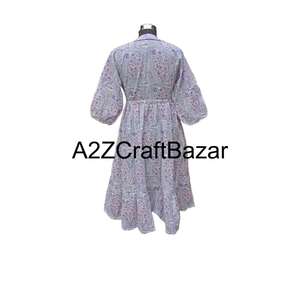 Vestido Midi Himanshi 100% Algodón Puro para Mujer, Hecho en India, Elegante, Cómodo, Informal, para Fiestas de Verano, Premium, Natural, Lavado en Seco - Product Image 6