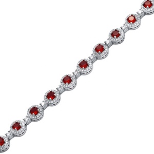 Bracelet de tennis de forme ronde en pierre grenat CZ en argent 925 Bijoux fins fabriqués à la main en gros turc - Product Image 3