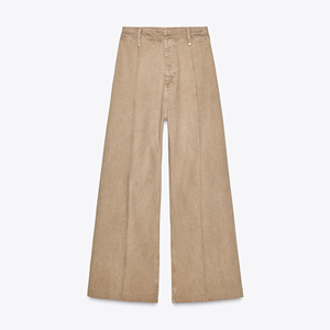 Pantaloni estivi Casual Casual da donna in <span class=keywords><strong>Denim</strong></span> a vita alta e ampia con colori e Design personalizzati - Product Image 1