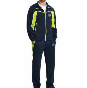 Conjuntos de jogging con cremallera atlética de lana deportiva de alta calidad, conjuntos de chándales de hombre con parches personalizados para correr y trotar - Product Image 1