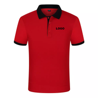 Camiseta Polo de Moda Roja y Negra con Logotipo Bordado/Camiseta Polo de Algodón Unisex/Camiseta Polo Negra y Roja Personalizada para Hombre y Mujer