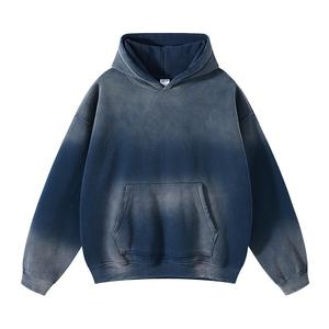 Blank <b>Pullover</b> 360gsm Heavyweight Thickened Spray Dyed Distressed Vintage Hoodie <b>for</b> <b>Man</b> Plain Hoodies - Product Image 4
