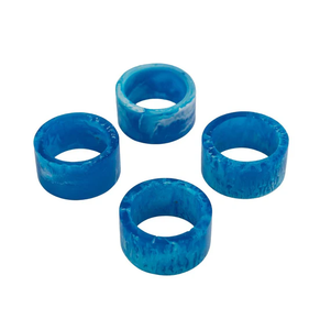 Anillos de Servilleta de Resina Ecológicos de Diseño de Lujo, Color Azul Oscuro, Juego de 4 Piezas Personalizado, Logotipo Personalizado de Alta Calidad, Moderno para Bodas - Product Image 1