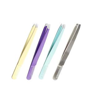 แหนบสแตนเลสคุณภาพสูง ปลายแหลม ดีไซน์เฉียง สำหรับตกแต่งทรงคิ้ว กำจัดขนเส้นเล็ก ใช้ซ้ำได้ - Product Image 1