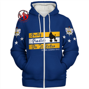 Design à la mode sororité sérigraphie et patch travail pull à capuche polaire Sigma Gamma Rho manches longues fond épais Divine Nine - Product Image 6