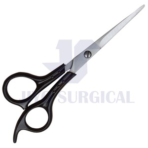 Ciseaux de coupe de cheveux confortables pour barbier, couleur noire, poignée en plastique, ciseaux professionnels à pointe émoussée - Product Image 3