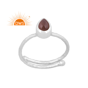 Nuevo diseño de plata de ley fina, piedra lunar de Chocolate Natural, anillo apilable de piedras preciosas, joyería para mujer, regalo para ella - Product Image 1