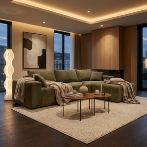 Sofá Seccional Modular en Forma de <span class=keywords><strong>U</strong></span> de 133 Pulgadas, Sin Brazos, Tapizado en Corduroy, con Otomana Móvil, 7 Cojines, Asiento Profundo, Estilo Moderno - Product Image 3
