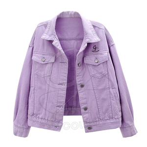 แจ็กเก็ตยีนส์ผ้าฝ้ายพิมพ์ลายสำหรับผู้หญิงคอลเลคชั่นสง่างามแขนยาวงานปักผ้าทอสำหรับตกแต่งขายส่ง - Product Image 1