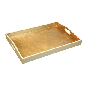 Wholesaler High Quality Best Selling Luxury Metallic <b>Gold</b> Lacquered Designed Serving Round Tray Tea Tray for Table Decoration - Product Image 5