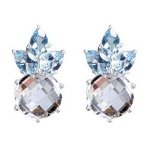 Pendientes de cuarzo y Topacio Azul, Gema hidráulica de Plata de Ley 925, redondos, con forma de pera, novedad - Product Image 1