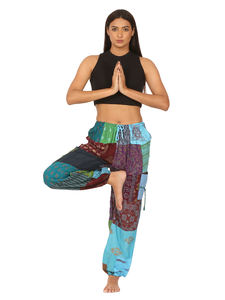 Pantalon sarouel en coton taille libre pour femmes haut confortable imprimé teint Satin élastique Logo respirant Baggy Joggers pour Yoga hiver - Product Image 6