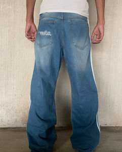 Pantalones Vaqueros de Mezclilla para Hombre, Estilo Baggy, Acampanados, Rectos, Lavado Ácido, Personalizados, de Algodón Grueso con Rayas, para Invierno, Estilo Gótico Hip Hop - Product Image 2