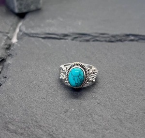 Anillo clásico de estilo bohemio, joyería para mujer, joyería de plata de ley 925, piedra preciosa turquesa, anillo hecho a mano, regalo para el amor - Product Image 2