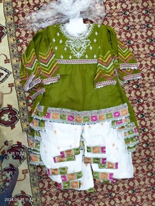 Robe de Style pakistanais en mousseline de soie respirante de haute qualité pour enfants filles dentelle droite robe de Club prête à l'emploi broderie paillettes - Product Image 6