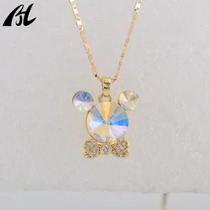 Hot Sale Girls Women Jewelry Gifts Cute Animal Jewelry Mouse Transparent Crystal Glass Charm Pendant