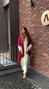 Georgette bordado secuencia trabajo Sarara Dupatta pakistaní Kurta y Slwar indio y ropa paquistaní - Product Image 3