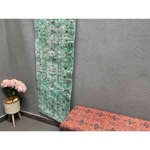 Vintage <b>Runner</b> Rug, 2x5.7 ft Turkish Rug, <b>Green</b> Striped Wool Rug - Product Image 3