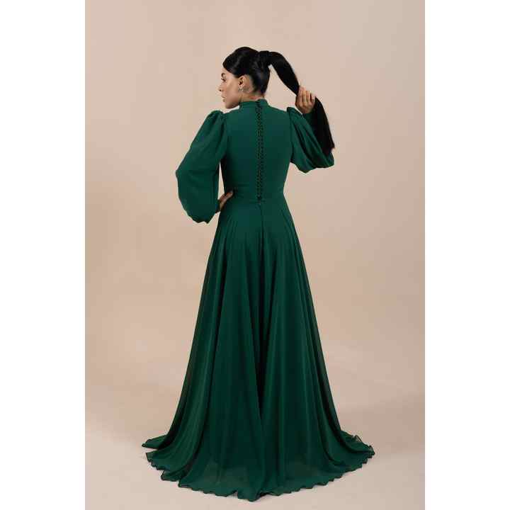 Astrum Chiffon Magnificent Collar Navy Blue Dress