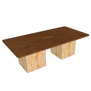 Contemporary Minimalist Rectangular Meeting <b>Table</b> 240x120cm with Rubber Wood Legs for Conference Room & Hotel (BH68008) - Product Image 4
