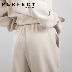 Ventas al por mayor primavera estilo casual cintura elástica con bolsillos laterales 380gsm flecce French Terry pantalones de chándal para hombres - Product Image 3