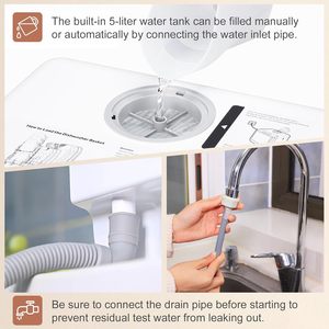 Lavavajillas de encimera, Lavavajillas de encimera con tanque de agua, Lavavajillas con 5 programas de lavado - Product Image 4