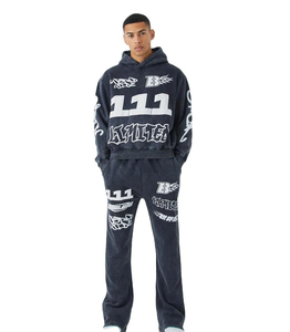 Al por mayor OEM mejores fabricantes última moda hombres Slim Fit chándales personalizados de alta calidad en relieve francés Terry hombres chándales - Product Image 4