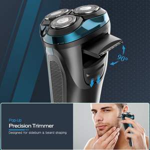 Afeitadora Eléctrica Azul Recargable por USB C, Afeitadora Inalámbrica Húmeda y Seca con Recortador Extraíble, Resistente al Agua IPX7 y Lavable para Hombres - Product Image 6