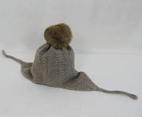 Gorro de lana orgánica marrón para niñas de 7 a 12 años con orejeras protectoras y pompón, patrón liso, opciones personalizadas, pedidos al por mayor