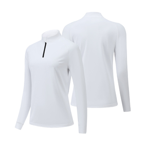 Tops de entrenamiento de manga larga fruncidos para mujer, jersey con cremallera de secado rápido, camiseta ajustada atlética para Yoga - Product Image 1