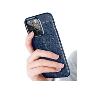 Coque en silicone premium Netzy SAFA Niss pour iPhone 13 Pro Max, fine, bleu marine, antichoc, protection, matériau TPU - Product Image 4