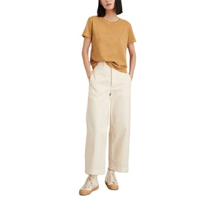 T-shirts en coton pour femmes personnalisés de haute qualité décontracté couleur unie broderie Logos taille et couleur personnalisable en gros t-shirts hauts - Product Image 1