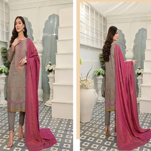 Costumes 3 pièces en soie et viscose pour femme par Bin Hameed Beautiful Stylish Collection avec broderie Volume PARI - Product Image 5