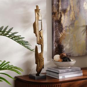 Sculpture moderne en métal doré de haute qualité, chef-d 'œuvre artistique fabriqué à la main, accent décoratif parfait pour le salon - Product Image 4