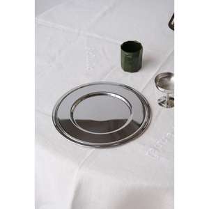 Plateau de service en acier inoxydable, design classique fait à la main, non rustique, pièce unique, forme ronde et taille personnalisée - Product Image 1