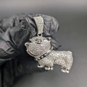 Pendentif Moissanite Chien Animal Bling Breloque Chiot Diamant Rond Hip Hop en Argent 925 Bijoux Fins Pendentifs & Breloques - Product Image 2