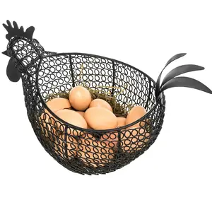 Черная металлическая железная корзина для яиц, оптовая продажа, круглая проволочная корзина для яиц, винтажная корзина для хранения, оптовая продажа, Индия