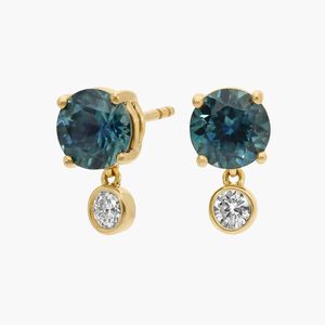 Blue Gemstone Drop <b>Earrings</b> 925 Sterling Silver 18K Gold Plated <b>Crystal</b> <b>Stud</b> <b>Earrings</b> for Women - Product Image 2