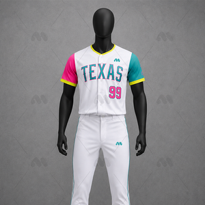 Ensemble d'uniformes de baseball personnalisés imprimés par transfert thermique, maillot à manches courtes et pantalon, kit athlétique unisexe pour l'entraînement en club - Product Image 1