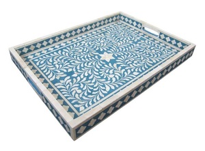 ถาดเสิร์ฟทรงสี่เหลี่ยมฝังเรซินสีน้ำเงินพื้นผิวขัดเงาเรียบทนทาน AA-RIT-59ปรับแนวได้สำหรับเสิร์ฟเครื่องดื่ม - Product Image 2