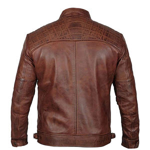 Chaquetas de cuero ajustadas para hombre Chaqueta marrón Chaqueta de cuero de vaca de moda de Pakistán de alta calidad para hombre - Product Image 2