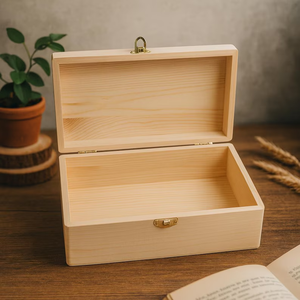 Boîte de rangement en bois vintage conteneur boîte en bois organisateur de rangement boîte artisanale pour objets de collection par l'artisanat en croissant - Product Image 5