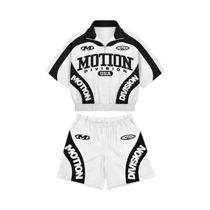 2026 MOTION Unisex Sporty Tracksuit Set Short Sleeve Half-Zip <b>Jacket</b> And Shorts Breathable Polyester <b>Summer</b> Wear - Product Image 2
