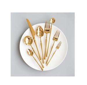 เครื่องใช้บนโต๊ะอาหารทำจากสเตนเลสเคลือบเงาสีทองพร้อมที่จับชุดช้อนส้อมแบบพกพาปลอดภัยและมีสุขภาพดี - Product Image 1