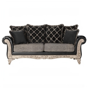 Sofá de madera marrón oscuro para sala de estar, tapizado a mano, estilo salón y oficina, dos plazas, teca - Product Image 4