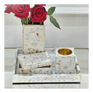 Haute vente Bakhoor brûleur nacre incrustation Top Rated os incrustation Mubkhar avec boîte en résine et plateau acrylique élégant Medkhan ensemble - Product Image 6